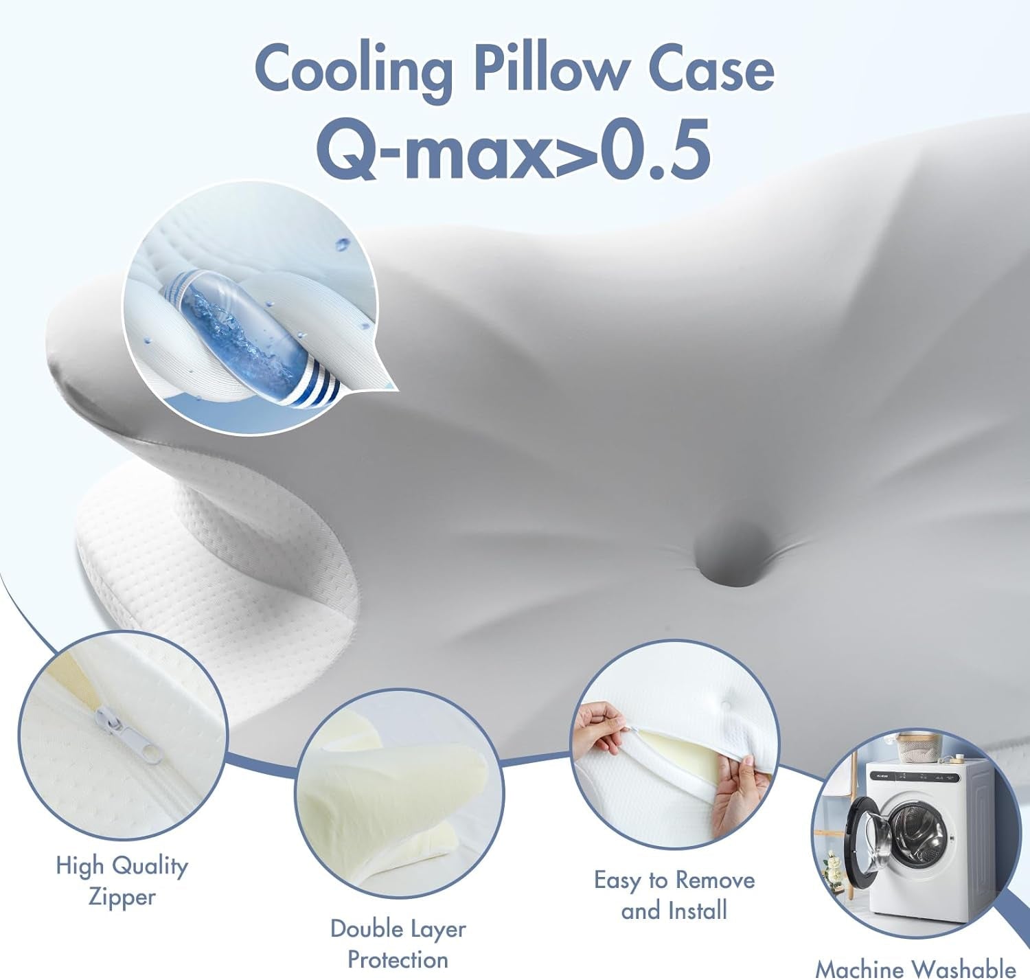 Elegear Cuscino in Memory Foam con Fodera per Cuscino Raffreddante Cuscino per Dolore al Collo Cuscino per chi dorme sul fianco Cuscino ergonomico Cuscino ortopedico per chi dorme sul fianco Schiena Addominale 63X 10/14 X36Cm Cuscini ortopedici cervicali Naty Shop