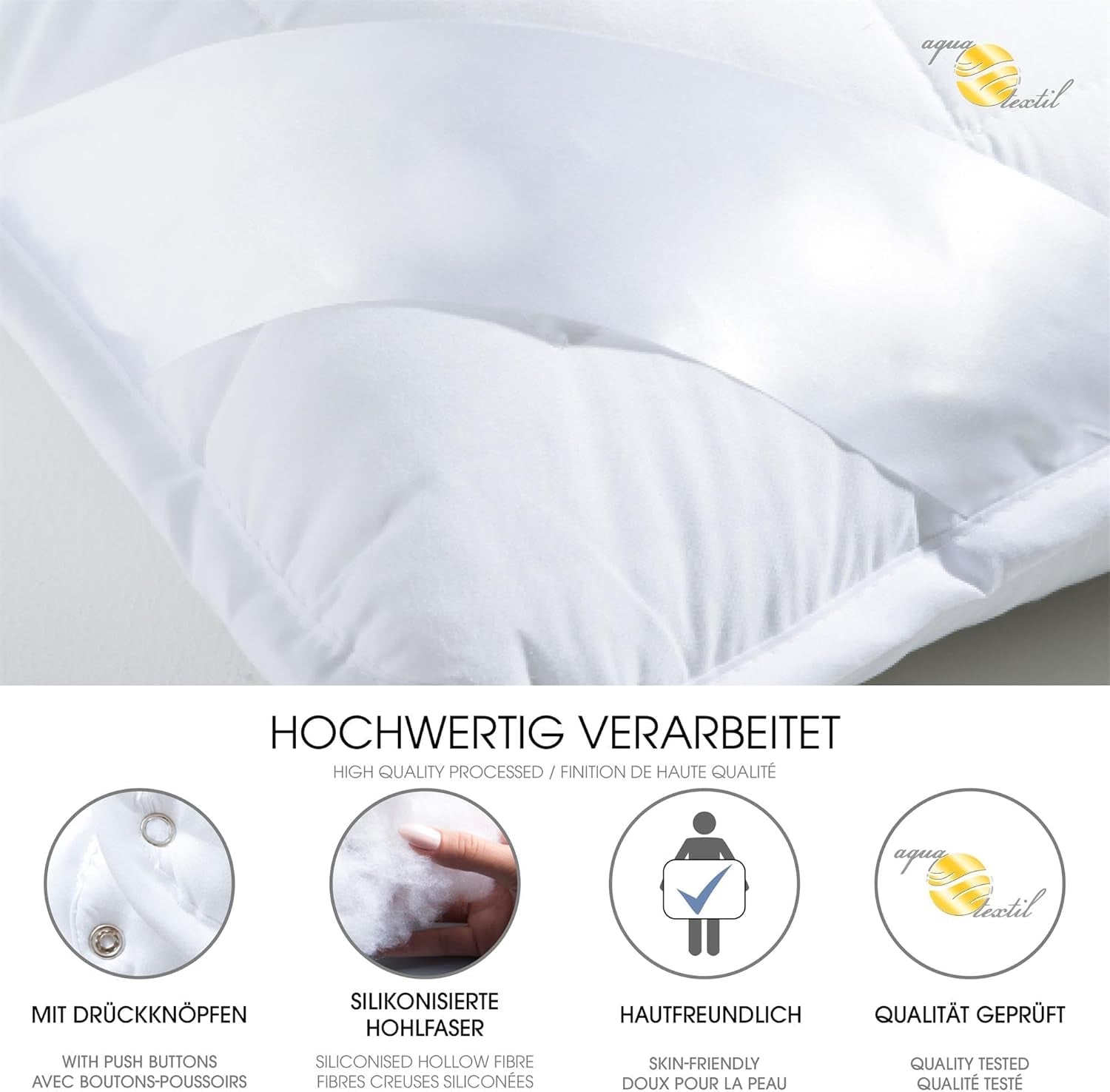 Trapunta 4 stagioni Aqua-Textil 135X200Cm Coperte annodate insieme Inverno 800G Estate 600G Climatizzatore Oeko-Tex Piumini e trapunte Naty Shop