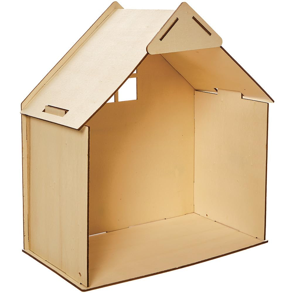 Baker Ross FN199 Kit casa delle bambole in legno - Confezione da 1, Kit casa delle bambole per bambini, Kit artigianale Case delle bambole Naty Shop