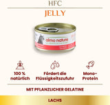 Almo Nature HFC Jelly - Nassfutter für ausgewachsene Katzen - Lachs - Human Grade, senza glutine e monoproteico - 6 x 70g