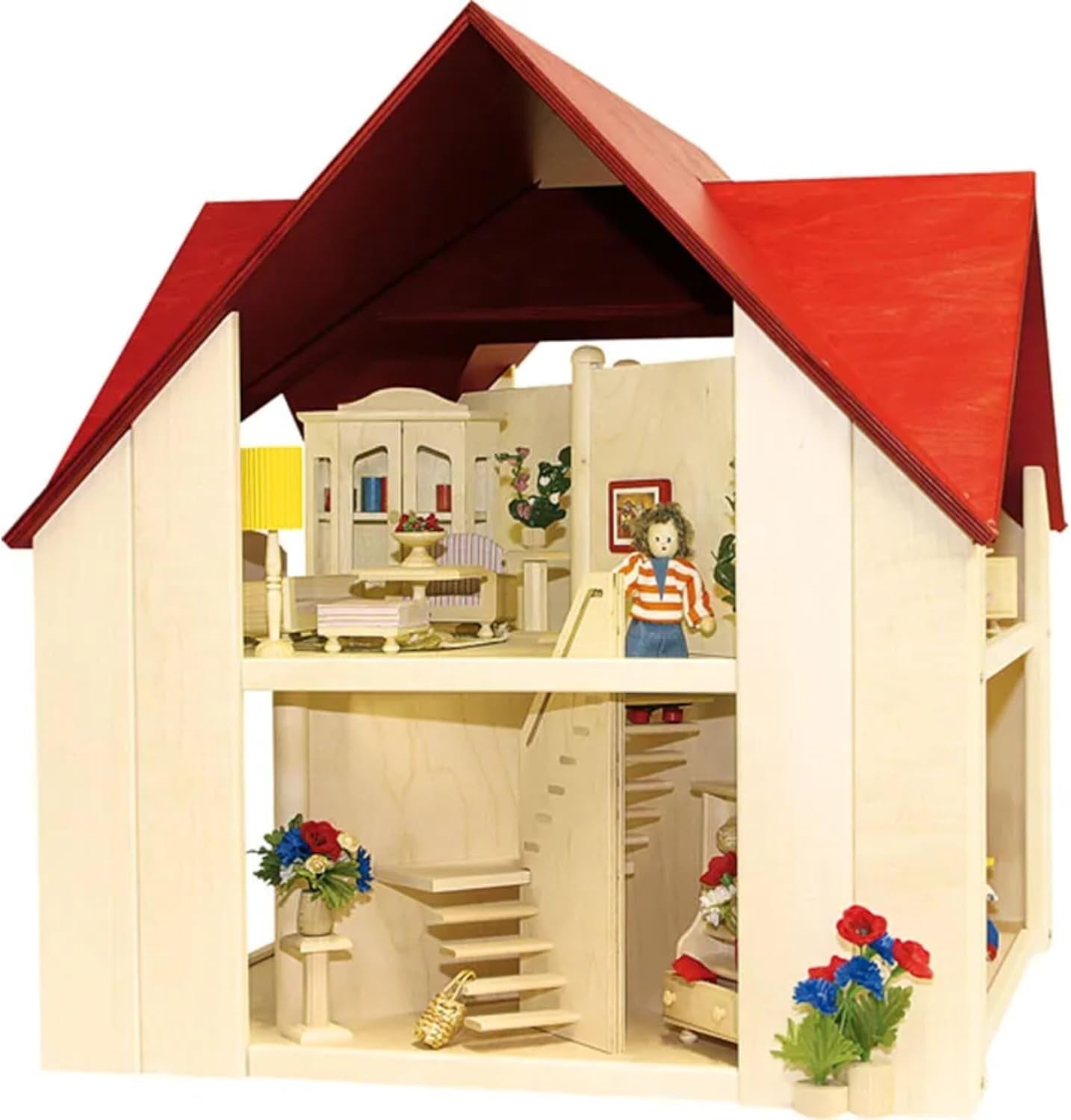 23112 Casa delle bambole, color legno, rosso