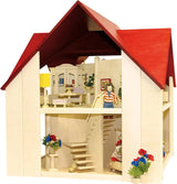 23112 Casa delle bambole, color legno, rosso
