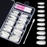 200 punte per unghie finte, 10 misure, unghie artificiali in acrilico con spingipelle e scatola trasparente per donne e ragazze (naturale e trasparente)