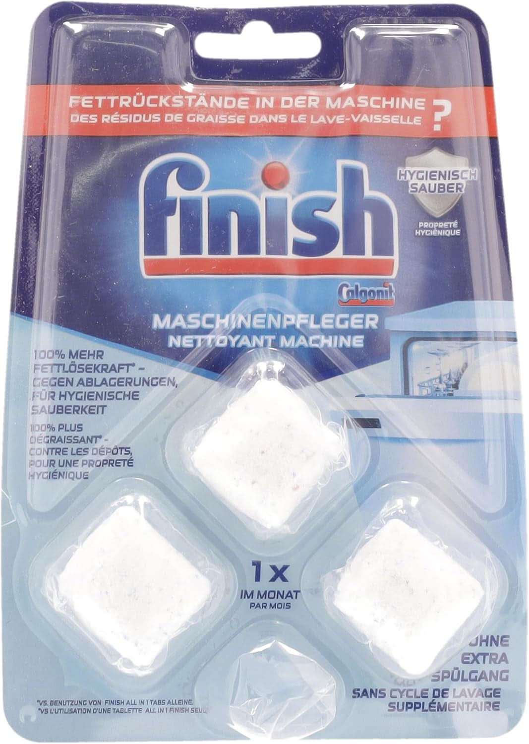 Finish Machine Cleaner Tabs - Pastiglie Lavastoviglie contro lo sporco e il grasso all'interno della lavastoviglie, 3 pastiglie Naty Shop