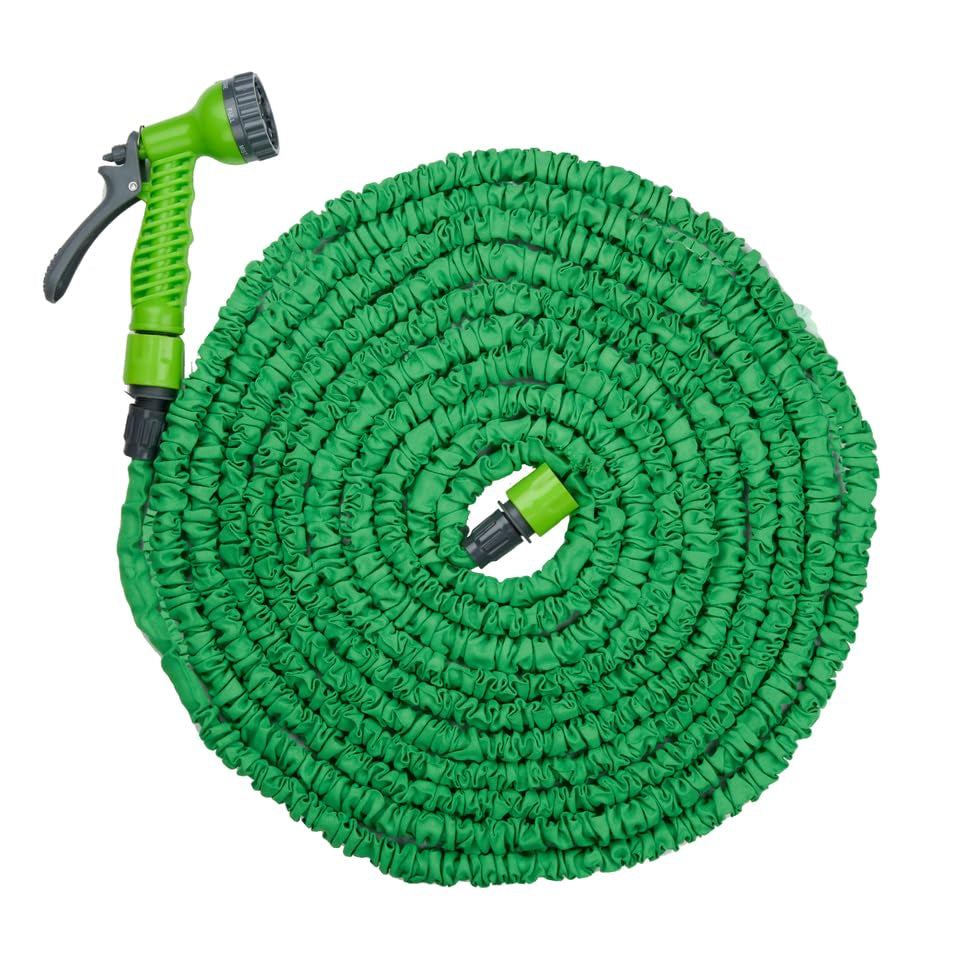 Tubo da giardino flessibile Kinzo 20 m - incl. Accessorio per tubo flessibile - Tubo flessibile con testina di spruzzo con 7 posizioni di spruzzo - Plastica - Verde/Grigio