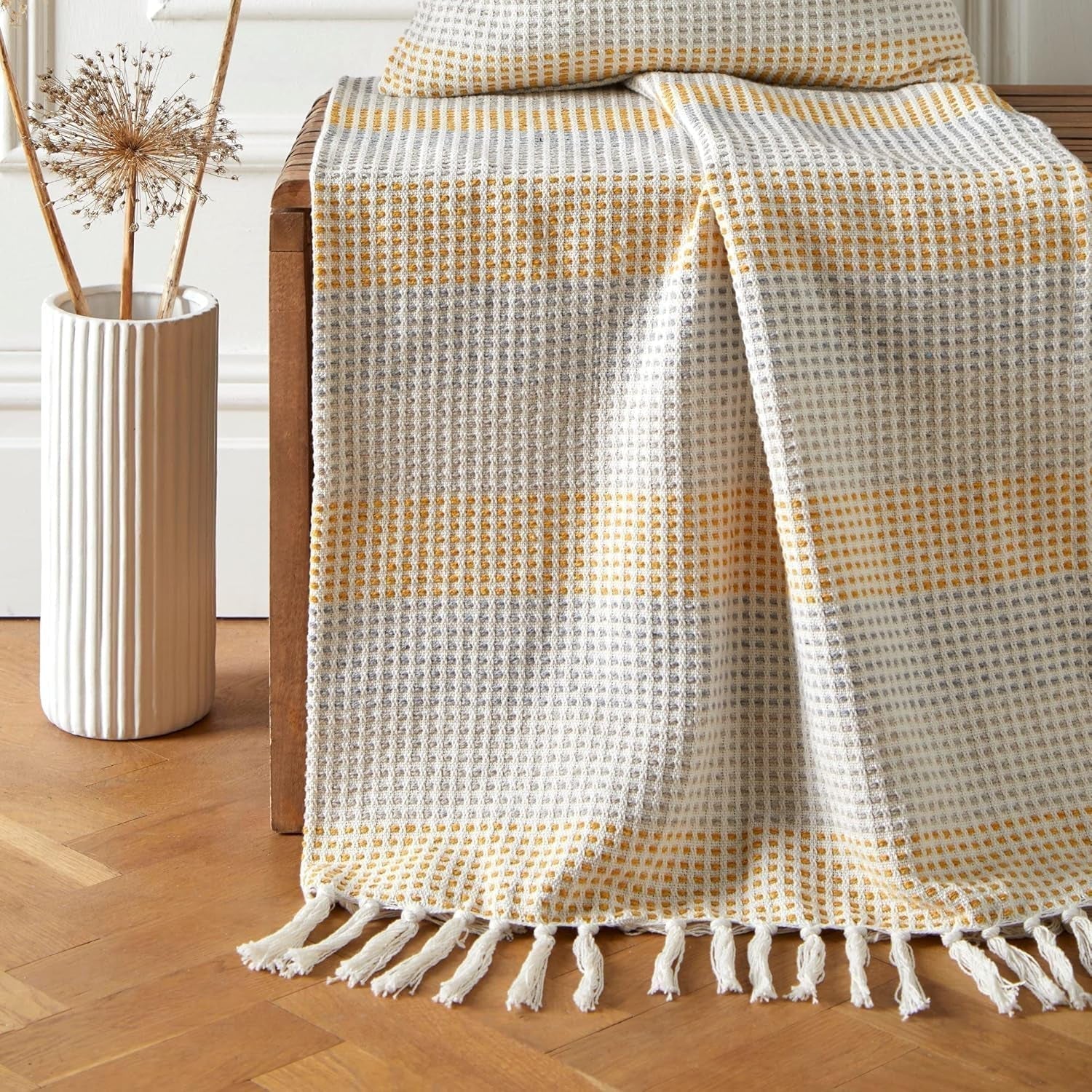 Copriletto Loft Reva, 100% cotone riciclato, 130 X 180 cm, Letti e coperte Paprika Appletree Ocra 130Cm X 180Cm