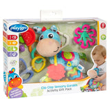Playgro Clip Clop Confezione Regalo Attività Sensoriali da Giardino - Giocattolo da Giardino Sensoriale per Bambini da 0 Mesi - Giocattolo Interattivo con Sonagli, Massaggiagengive e Amico del Passeggino - 4 Pezzi