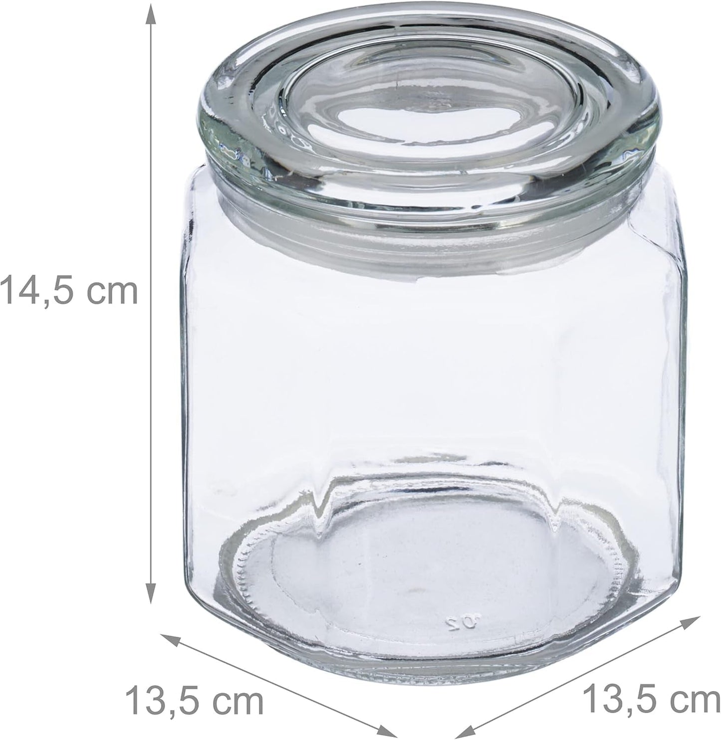 Relaxdays Barattoli con Coperchio Set di 6 Barattoli in Vetro Ottagonali da 1,3 Litri Contenitori in Vetro ermetici Scatole Trasparenti per Alimenti Naty Shop