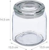 Relaxdays Barattoli con Coperchio Set di 6 Barattoli in Vetro Ottagonali da 1,3 Litri Contenitori in Vetro ermetici Scatole Trasparenti per Alimenti Naty Shop