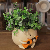 Vasi da fiori con faccina carina Testa in resina Collana di perle Vaso da fiori Chitarra unica Vaso da fiori succulento per interni ed esterni Idea regalo per la mamma