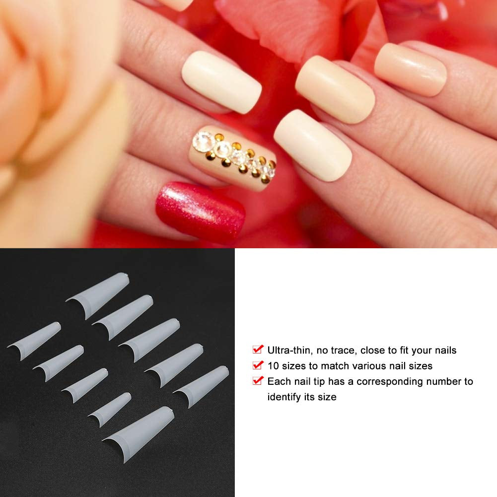500 punte per unghie finte, punte naturali per unghie artificiali francesi per manicure, L, unghie finte fai da te, gel UV ovale, accessori per unghie per donne e ragazze (colore naturale)