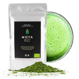 Polvere di tè verde biologico Moya Matcha | 100 g qualità premium per cerimonia | Coltivato e raccolto biologicamente a Uji, in Giappone | Tè verde matcha in polvere | Ideale per la cerimonia giapponese del tè all'acqua