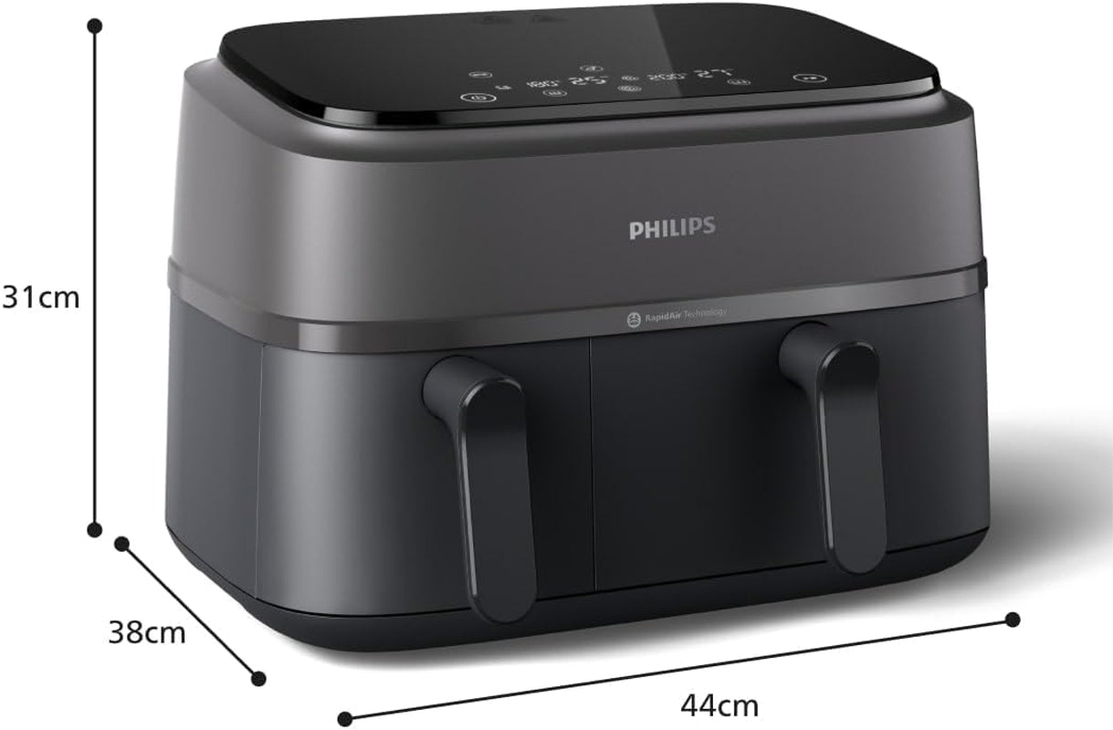 Philips Dual Basket Airfryer Serie 3000 con set colazione, 9 litri, 2 cassetti Elettrodomestici Naty Shop