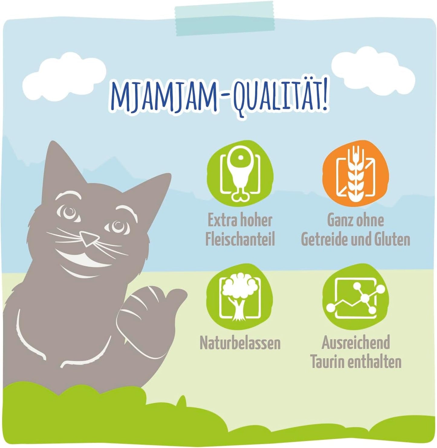 MjAMjAM - Cibo umido per gatti premium - Trota raffinata con pollo succoso, confezione da 6 (6 x 400 g), senza cereali