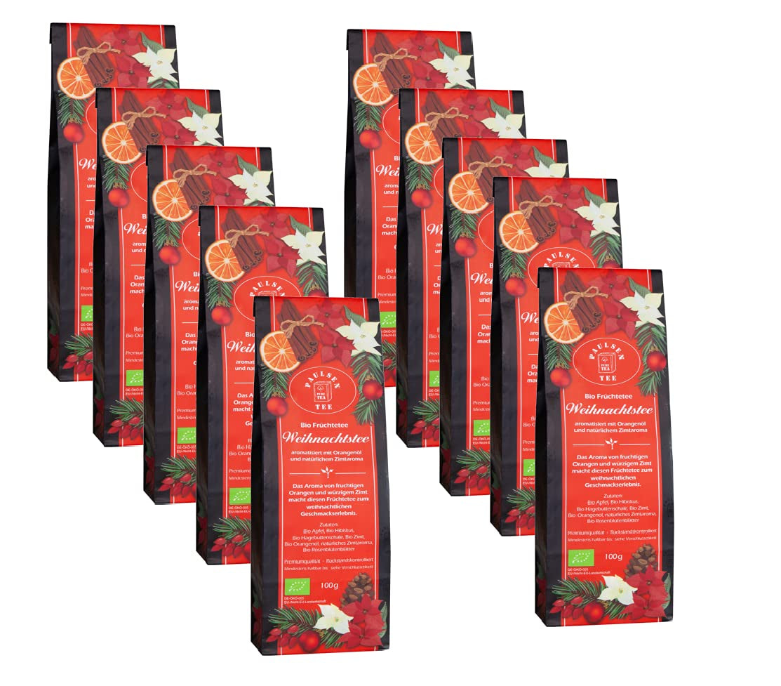 Tè di Natale biologico 10 X 100G, Tè Paulsen Tè alla frutta Controllato per i residui