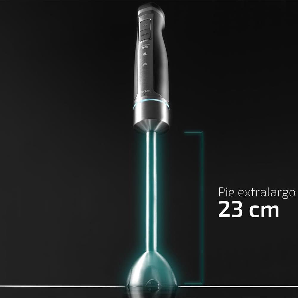 Cecotec Hand-Mixer Powergear 1500 - Klingen Aus Titanium Beschichtung, 21 Geschwindigkeitsstufen, 1500 W, Inklusiv Glas Mit Deckel. (Schwarz und Edelstahl, XL) Cucina Naty Shop