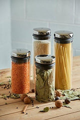WMF Depot Barattolo in Vetro da 1 L, Altezza 21,5 cm, Barattolo con Coperchio, Contenitore per caffè in grani, Barattolo per Cereali, Barattolo per Alimenti con Ampia Apertura di Riempimento (Confezione da 4) Scatole per Alimenti Naty Shop