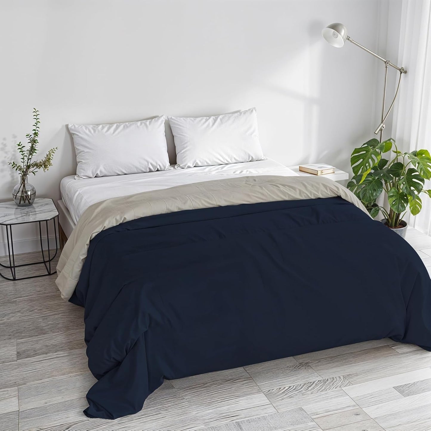 Trapunta invernale basic, tinta unita e foderata, verde scuro/crema, 200X245Cm Trapunte e trapunte Naty Shop Blu scuro/grigio chiaro 250X245Cm