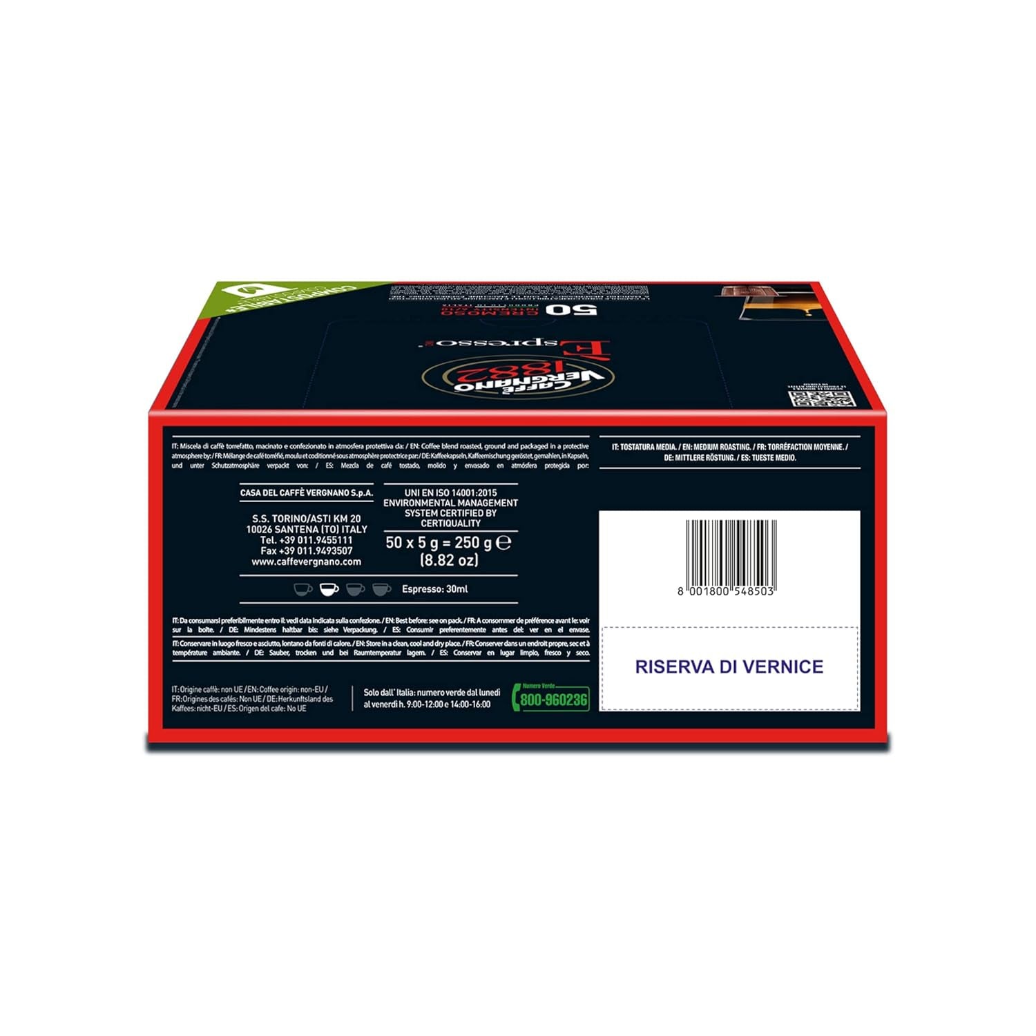 Caffè Vergnano 1882 - Èspresso Kompostierbare Kaffeekapseln, compatibile con Nespresso, Cremoso (Creamy) - Packung Enthält 50 Kapseln