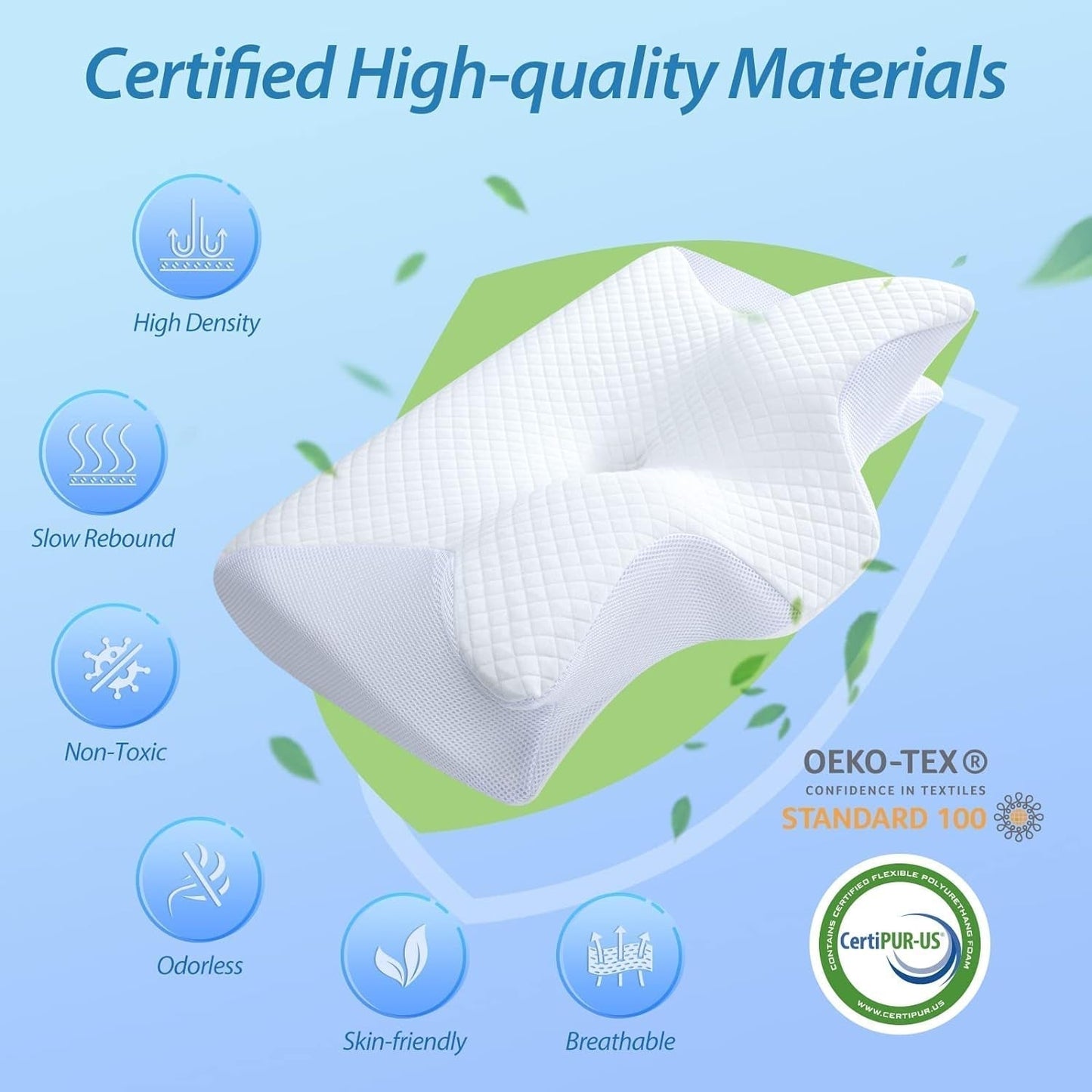 HOMCA Cuscino per Collo Ortopedico Cuscino in Memory Foam 2 in 1 Cuscino per Supporto per Collo Cuscino per Testa ergonomico per Dolori Schiena, Fianchi e Addominali 60 X 13/11 X 40 cm Naty Shop Cuscini Ortopedici Cervicali