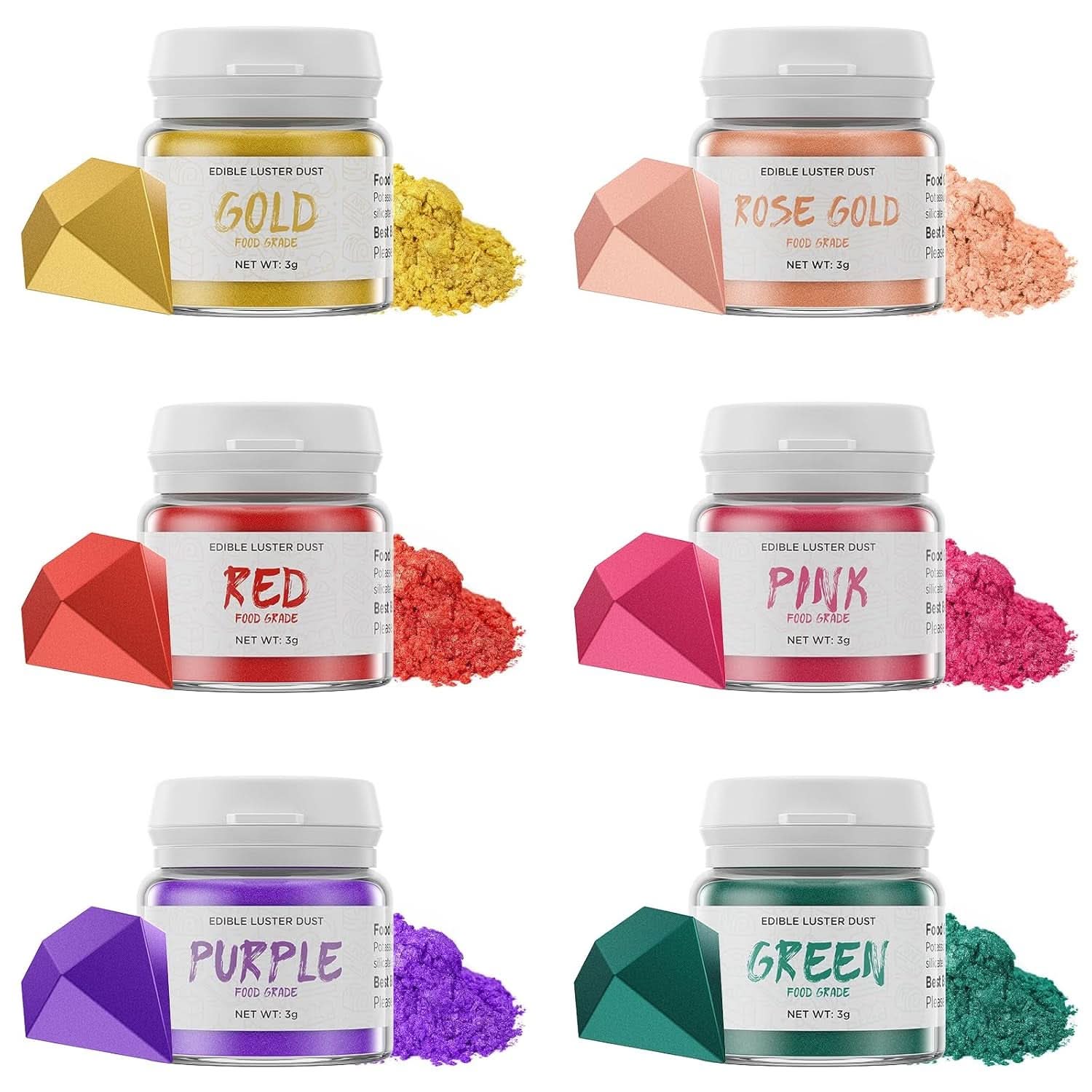 Glitter commestibili, 3 grammi Naty Shop Colori classici