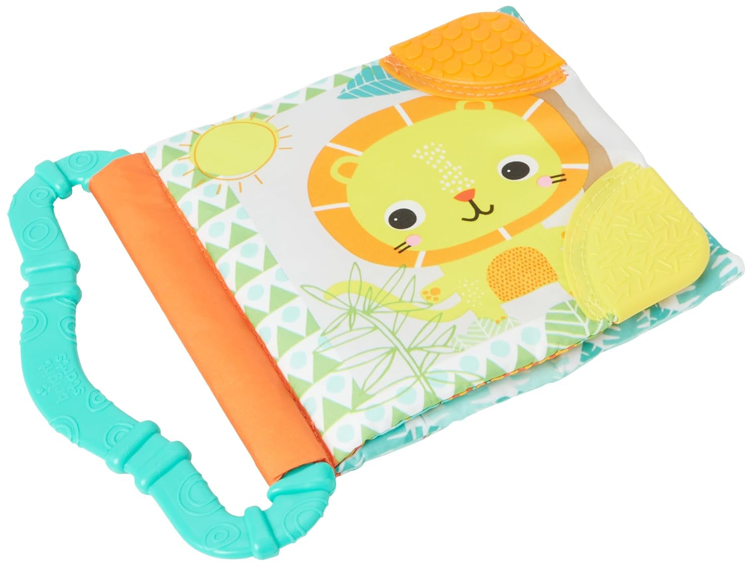 Bright Starts, dentizione e lettura, libro in stoffa con sonaglino, giocattolo da afferrare e libro illustrato con animali in stoffa, libro con sonagli, anello per la dentizione, giocattolo lenitivo per le gengive, giocattolo per neonati e bambini piccoli 3 mesi, giocattoli per bambini Naty Shop