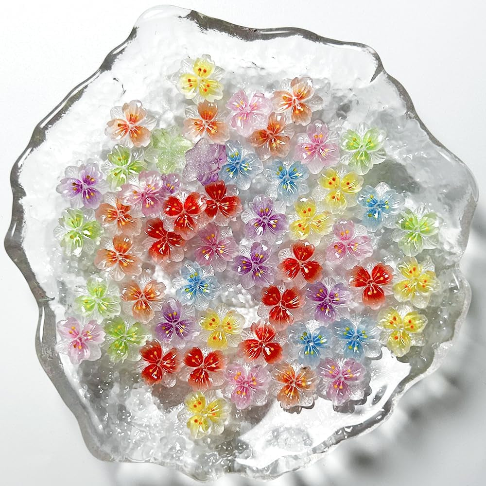 50 pezzi 3D Blume Nagel Charms Nägel Zubehör Nageldesign Glitzersteine ​​​​Nailart Strasssteine ​​​​Fiore Charms per unghie Fiore luminoso Nail Art Charms Bunte Blumen Deko Nagel Steinchen Fiori Strass per unghie