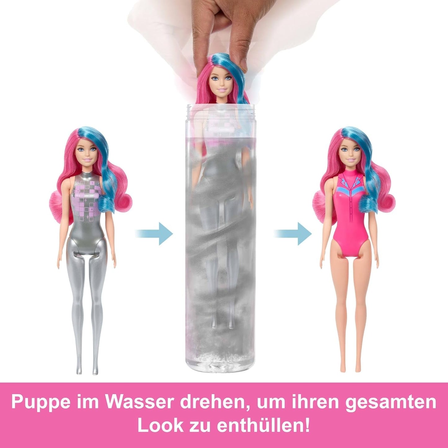 Barbie Color Reveal Fashion Doll e Accessori con 6 Sorprese, Serie Disco Star con Glitter Metallici e Top Cambia Colore (Gli Stili Possono Variare), JCP01 Naty Shop Bambole