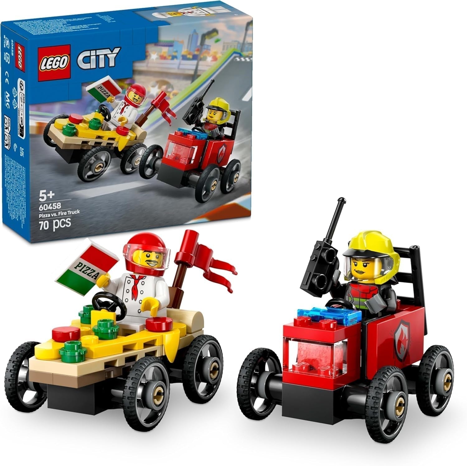 Furgone per la consegna delle pizze LEGO City vs. Camion delle pizze - Giocattolo con scatola di sapone per ragazze e ragazzi 5+ - Set da costruzione con 2 minifigure di autisti - Regalo di compleanno e vacanze 60458 Set da costruzione Besuche den LEGO-Store Titolo predefinito