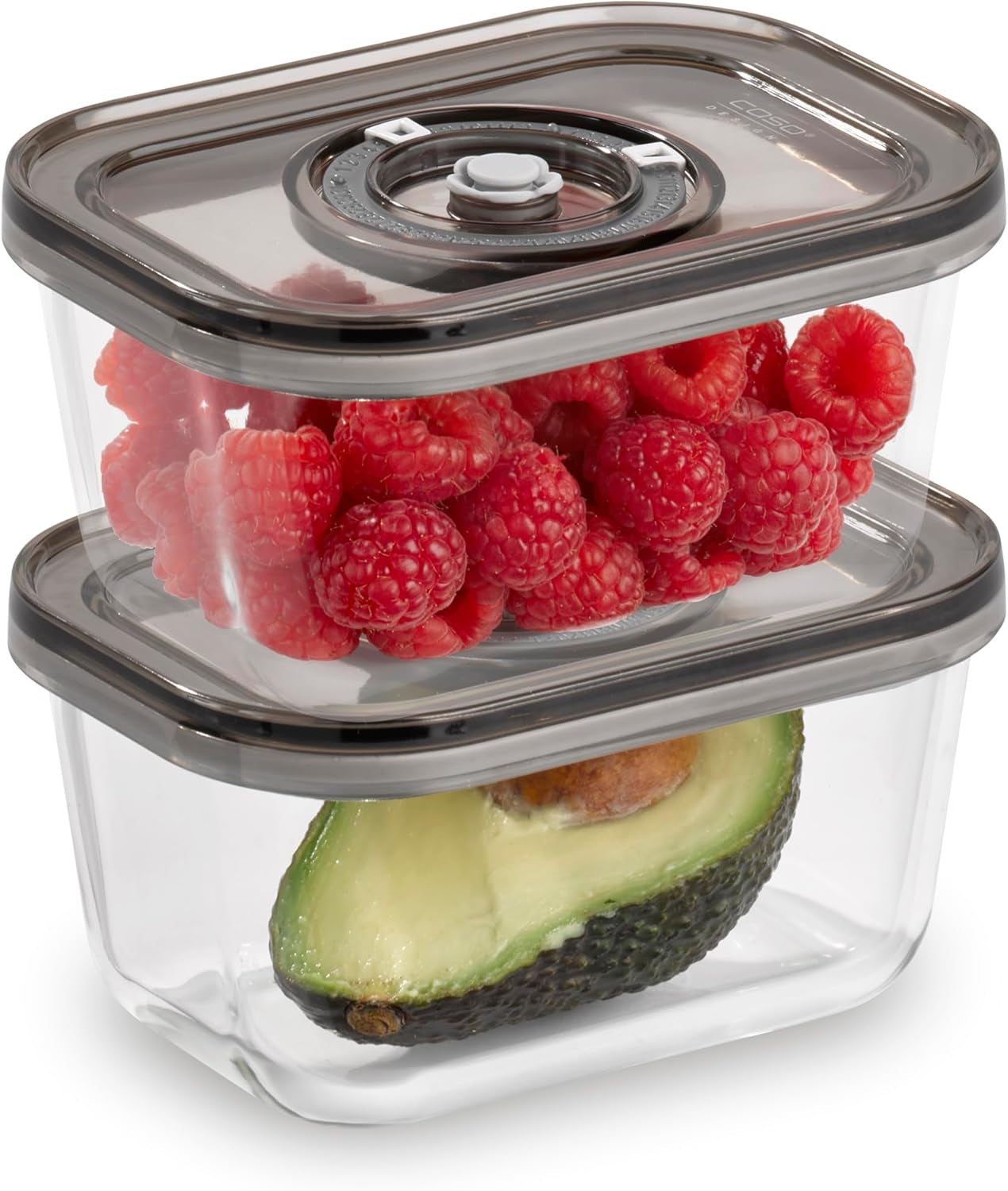 Set Caso Vacu OneTouch Eco, macchina per sottovuoto manuale, inclusi 3 contenitori sottovuoto in vetro e VacuBoxx Eco-Duo S - contenitore salvafreschezza sottovuoto / 2 contenitori da 500 ml ciascuno Contenitori per alimenti Naty Shop