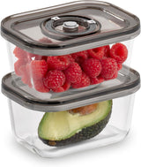 Set Caso Vacu OneTouch Eco, macchina per sottovuoto manuale, inclusi 3 contenitori sottovuoto in vetro e VacuBoxx Eco-Duo S - contenitore salvafreschezza sottovuoto / 2 contenitori da 500 ml ciascuno Contenitori per alimenti Naty Shop