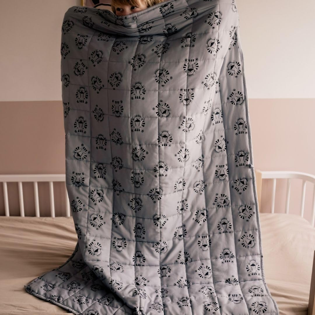 Coperta per neonati ponderata | 3,5Kg | 100X150Cm | Coperta terapeutica | Coperte ponderate | Coperta pesante (faccia di tigre blu, 3,5 Kg-100X150 Cm) BLENKZ Letti e Coperte.