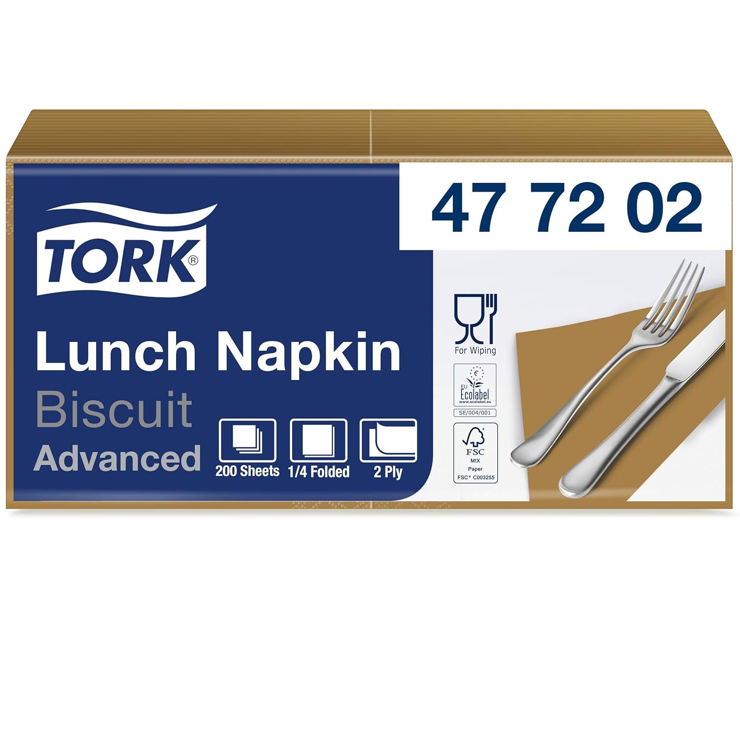 Tork 477840 Tovaglioli pranzo color lime / Tovaglioli a 2 veli per piccoli pasti o snack / Qualità avanzata / Tovaglioli di carta 10 X 200 (2000) / 32,6 X 33 cm (L X P) / Piega 1/4