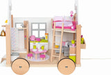 Goki 51477 - Piccola casa Hygge in legno e tessuto per mini bambole, casa delle bambole mobile in stile scandinavo, 38 cm x 27 cm x 33 cm, set da 40, dai 3 anni in su Case delle bambole Naty Shop Titolo predefinito