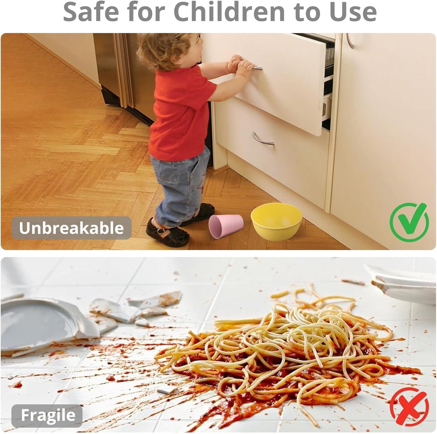 Tanice Set di stoviglie in plastica da 12 pezzi Piatti e ciotole Set di stoviglie per bambini per 4 persone Set di stoviglie in plastica con piatti, ciotole e tazze per cucina campeggio all'aperto