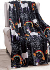 Coperta a tema Halloween leggera, elegante e confortevole, morbida, accogliente e felpata, perfetta per rilassarsi in questa stagione spettrale, 127 x 152,4 cm, letti e coperte con teschio e ossa. Unicorno nero elegante e confortevole 50 x 60 cm.