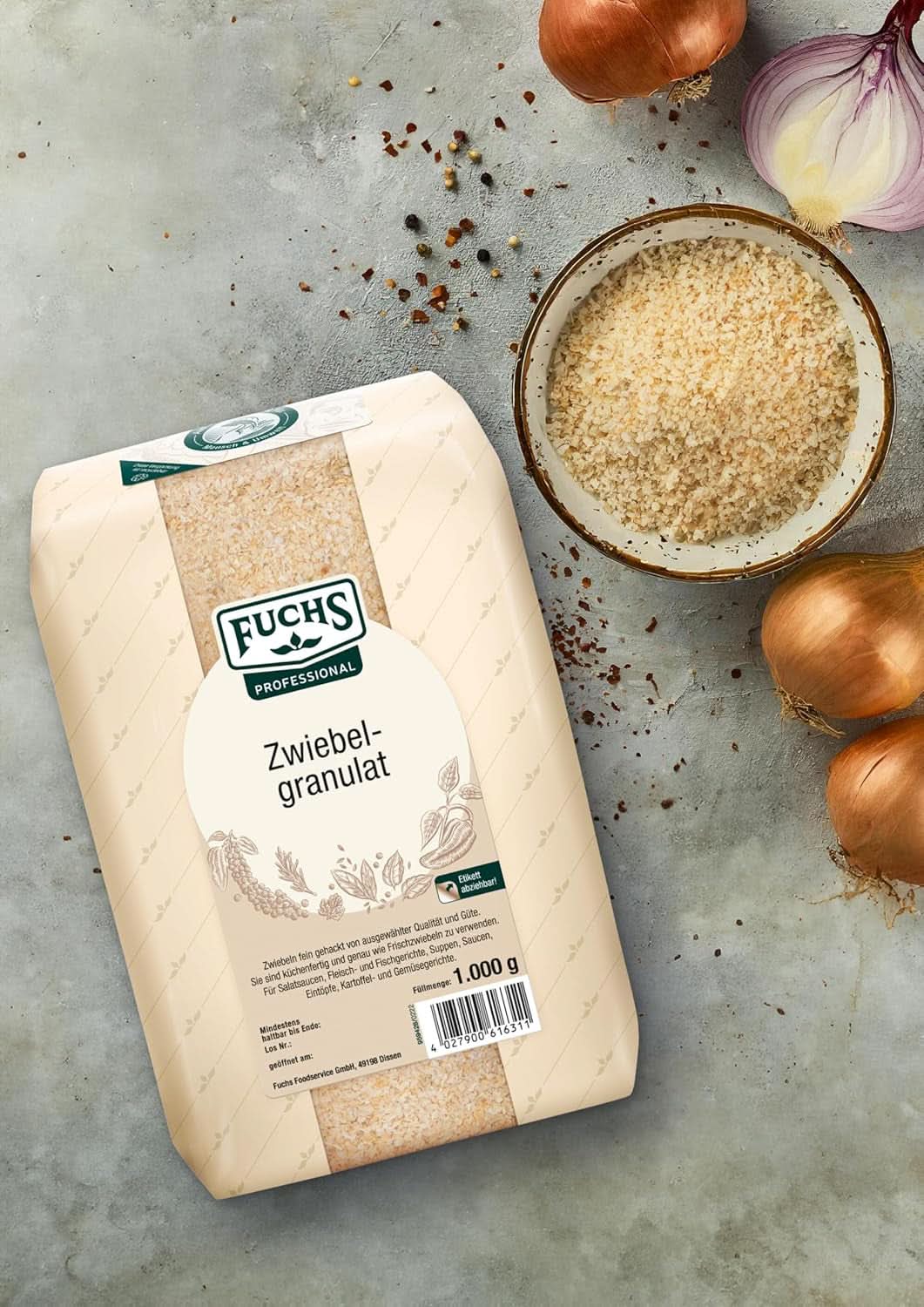 Granulato di cipolla Fuchs Professional, 1 Kg Spezie Naty Shop