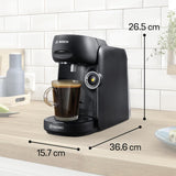 Macchina per caffè espresso a capsule Bosch Tassimo finesse TAS162E, 70 bevande, caffè più intenso premendo un pulsante, spegnimento automatico, sostenibile, dosaggio perfetto, 1400 W, nero/nero
