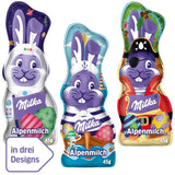 Milka Smiling Bunny Alpine Milk Design Edition - Cioccolato pasquale con 3 diversi design - 24 x 45 g