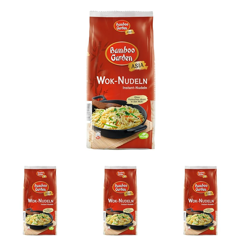 Giardino di bambù - Tagliatelle Wok | Tagliatelle istantanee all'uovo | Mescolare, non è necessaria alcuna precottura | Per piatti asiatici nel wok | 250 g in un sacchetto