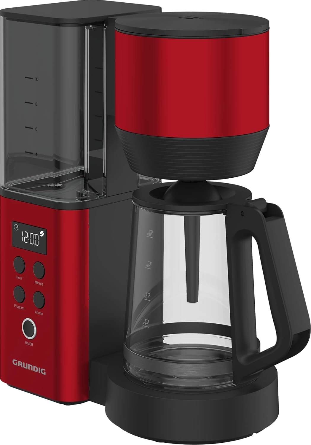 Macchina per caffè espresso digitale con filtro GRUNDIG KM8440, rossa, 1000 W, 1,25 litri