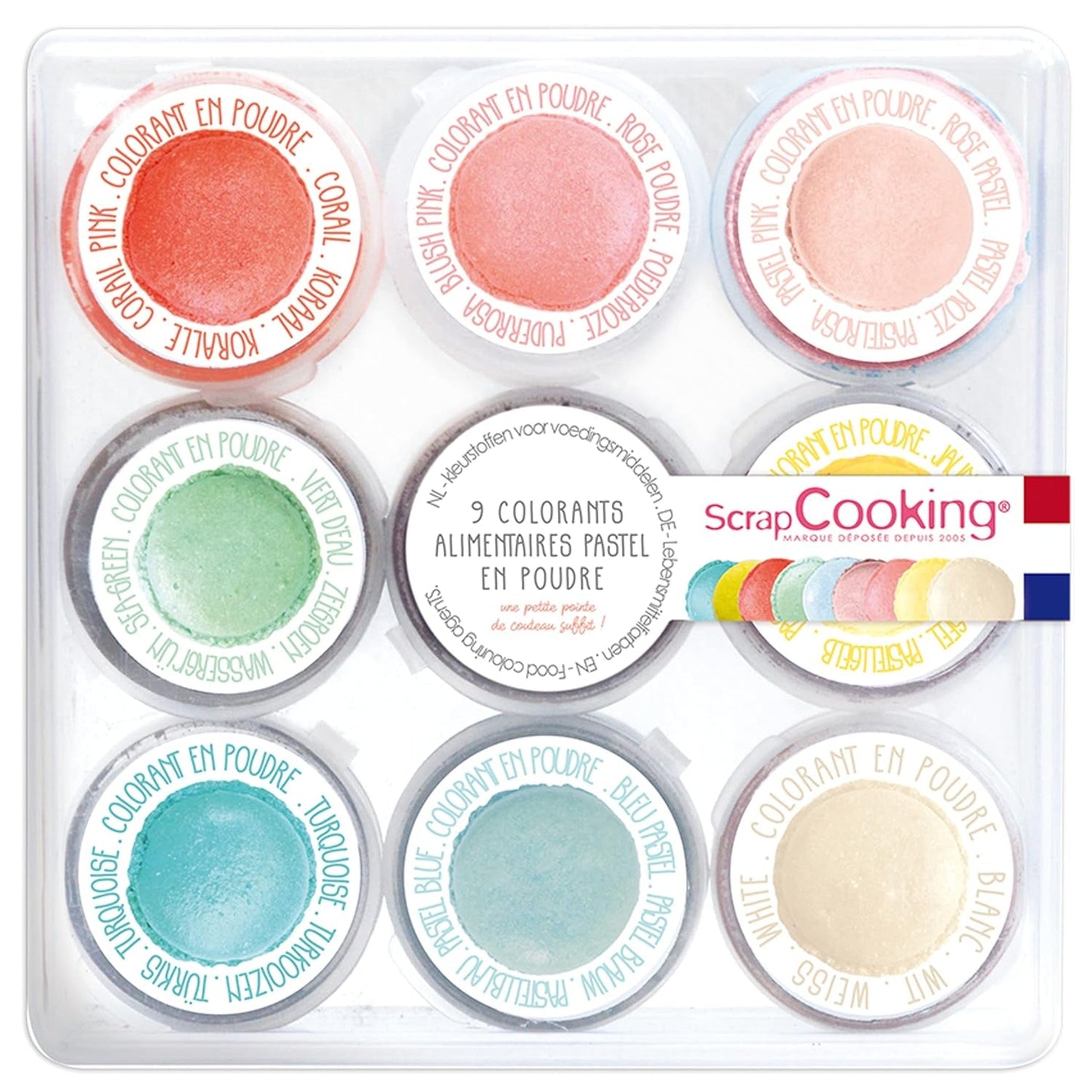ScrapCooking - Set di 9 coloranti in polvere, tonalità pastello, 15 grammi totali Naty Shop