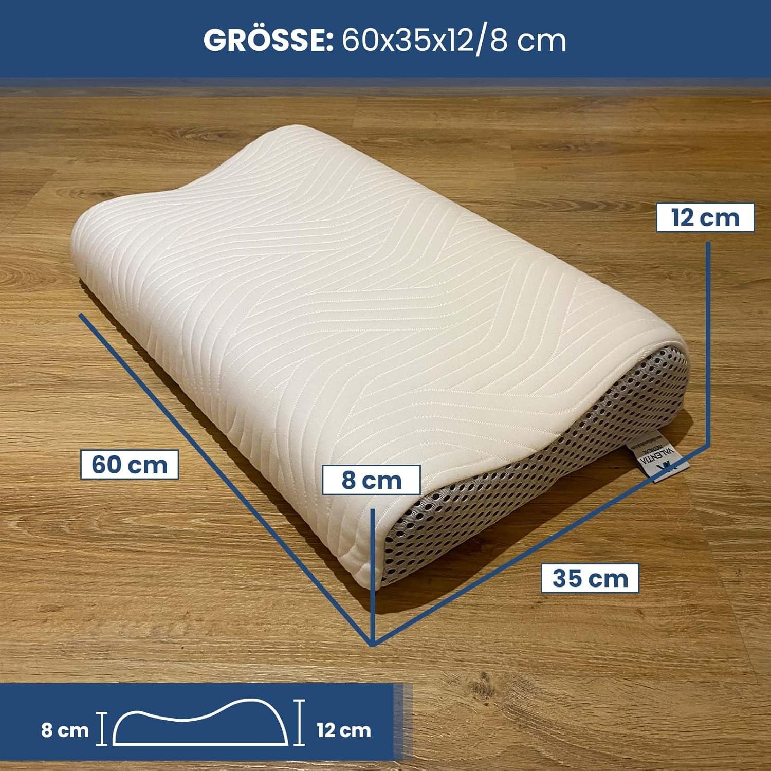 Valentia Medical Cuscino di Supporto per Collo in Memory Foam Cuscino Ortopedico per Dolore al Collo Cuscino per Collo in Memory Foam Fodera Lavabile Ultra Morbida Cuscini Ortopedici Cervicali Naty Shop