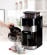 Macchina per caffè espresso DOMO DO721K "Grind and Brew" - Funzione Bean-to-Cup - Display LCD - Per caffè macinato o in grani interi - 1,5 L