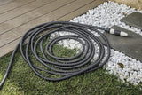 GF SRL, Aquapop Grey Easy 10, tubo trecciato autoestensibile da 10 metri, made in Italy, con mini spruzzatore e raccordi per irrigazione giardino, grigio scuro
