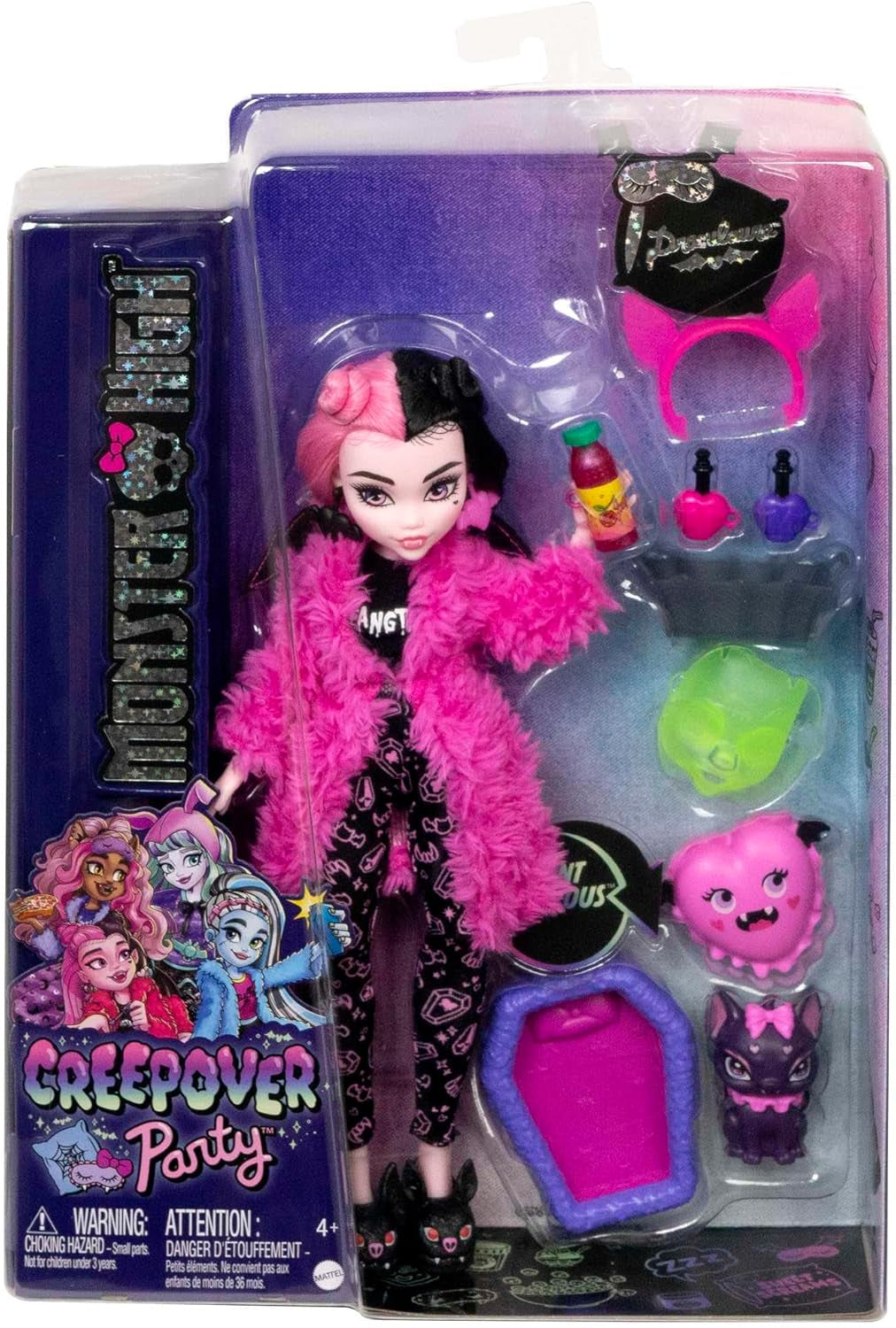 MONSTER HIGH Accessori per bambole e pigiama party Draculaura Bat Count Fabulous Doll Pet Creepover Party HPY66 Naty Shop Dolls