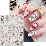 JMEOWIO 3D Nagelsticker Weihnachten Nail Art Sticker Selbstklebend Nagelaufkleber 5D Stereoscopic Schneeflocke Xmas Winterurlaub Niedlich Dekoration Nageldesign Zubehör 4 Blatt