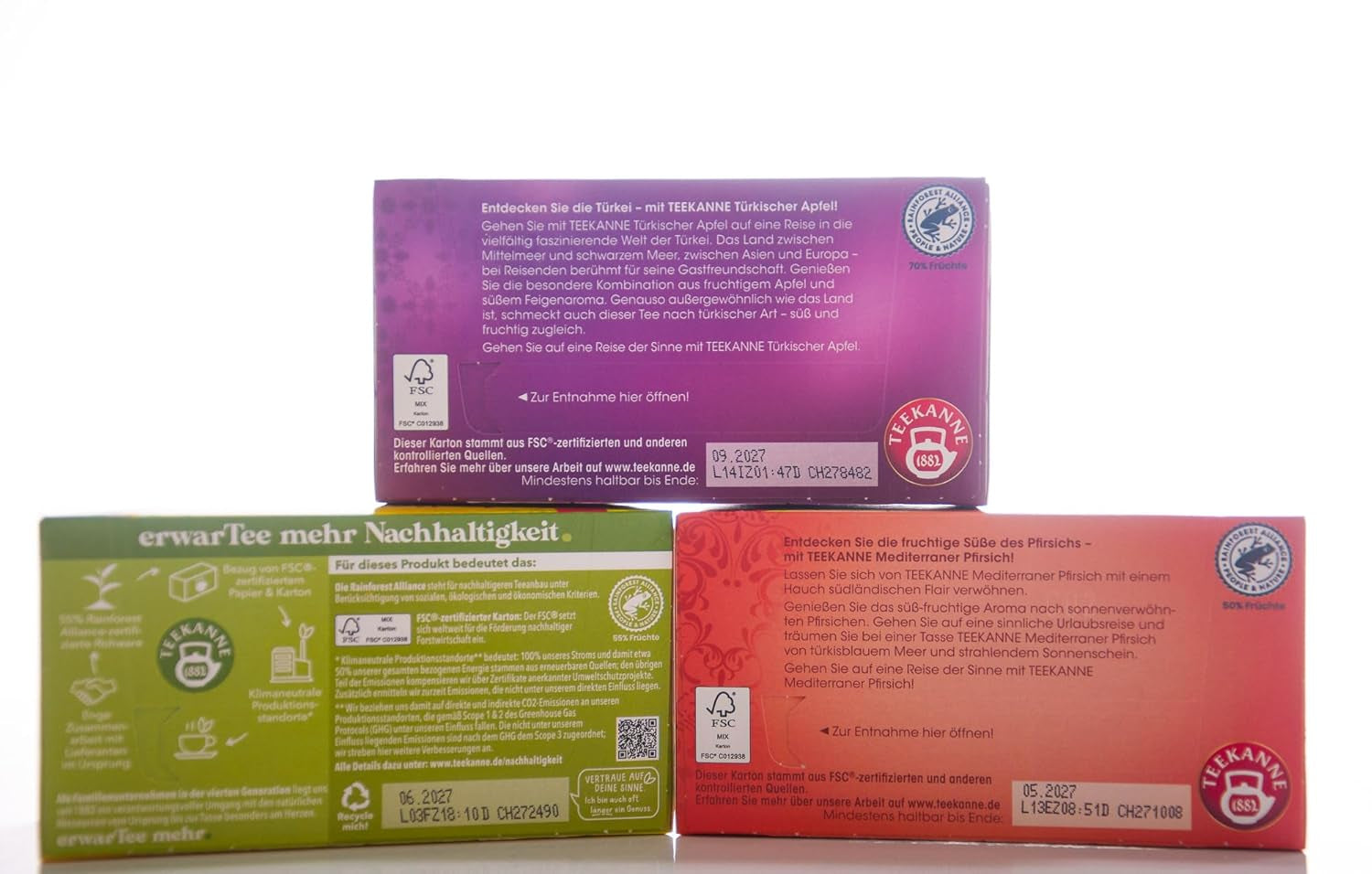 Set da tè Teekanne 3 assortimenti, limone italiano, pesca mediterranea e mela turca, 155g