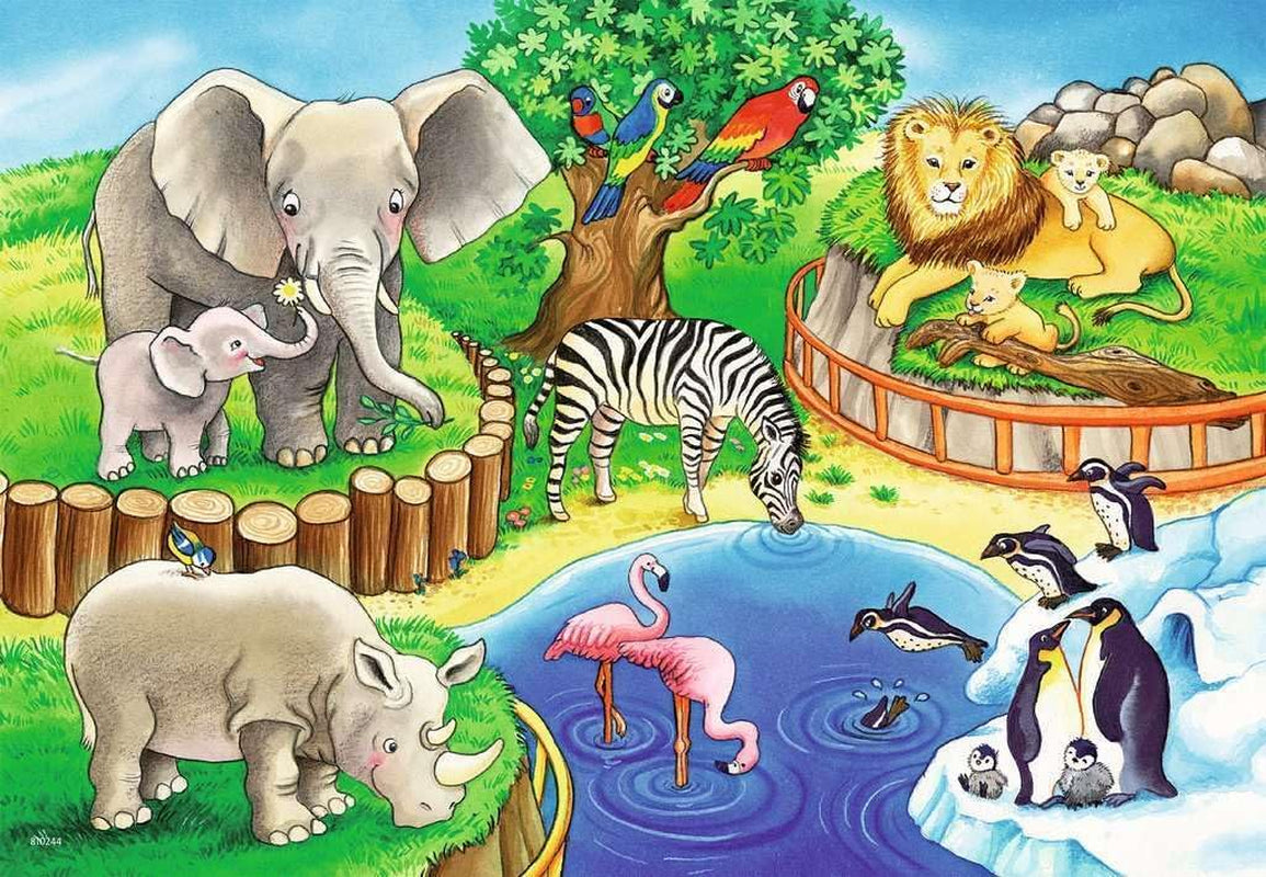 Ravensburger Puzzle per bambini - 07602 Animali allo Zoo - Puzzle per bambini dai 3 anni, con 2X12 pezzi Puzzle Naty Shop