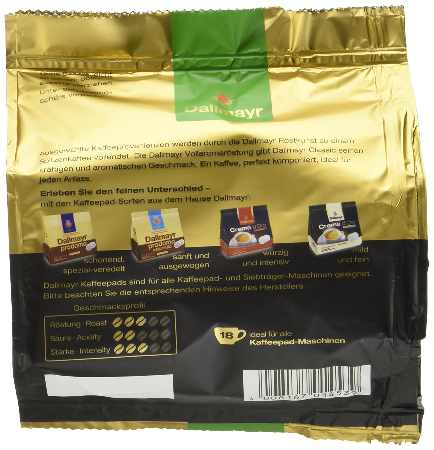 Kaffee Classic Kaffeepads 16 + 2, confezione da 5 (5 x 124 g)